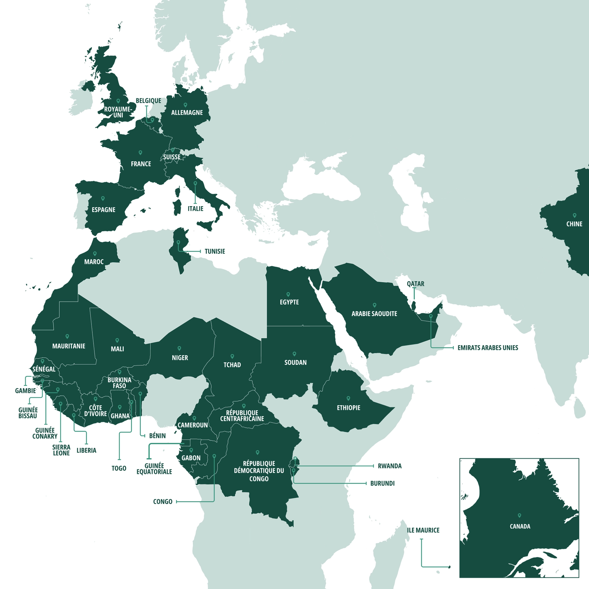 Map of Al Mada's presence